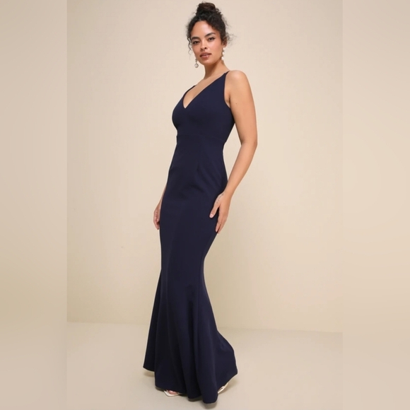 Lulus | Melora Navy Blue Sleeveless Maxi Dress | Size L - Picture 3 of 9